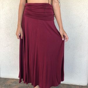 Flowy Maroon Maxi Skirt